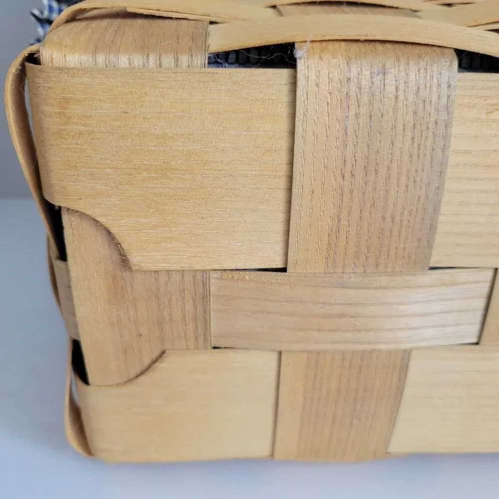 Peterboro Basket Co Braided Leather Handles Basket w Plastic insert 10